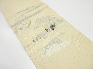 アンティーク　絽御所車に花舟模様織出し丸帯（材料）